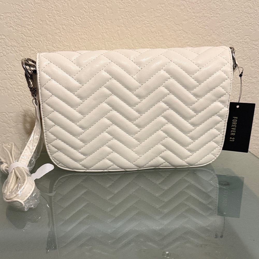 Forever 21 Quilted White Crossbody Bag